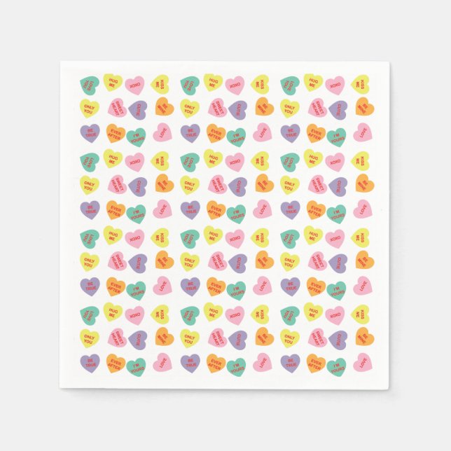 Serviette En Papier Conversation Coeurs bonbons Papier serviettes (Devant)
