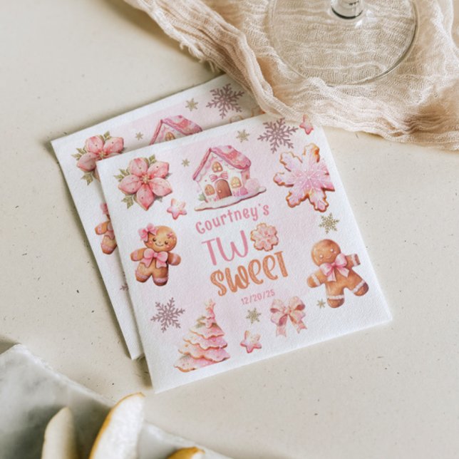 Serviette En Papier Cookie de Noël Deux Douce 2ème Anniversaire fille  (Créateur téléchargé)