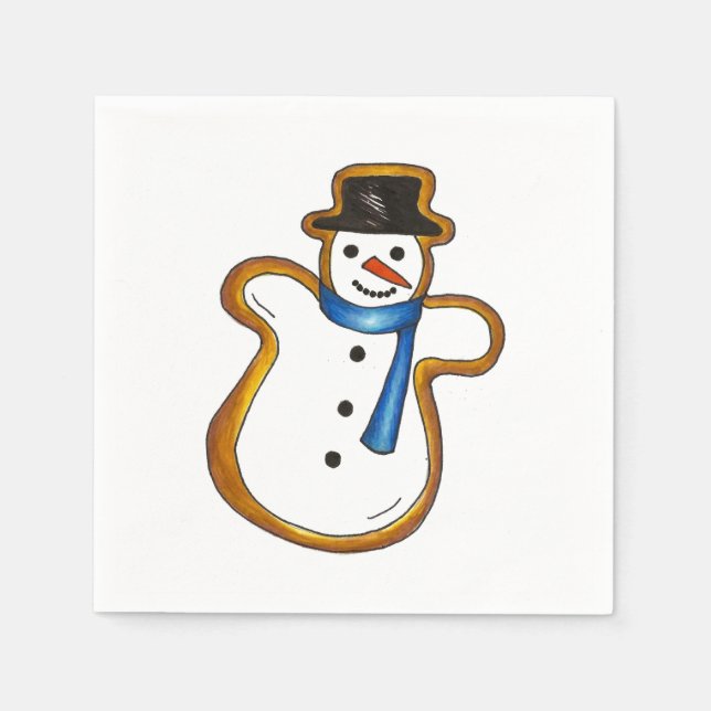 Serviette En Papier Cookie de sucre Snowman Noël hiver Hanoukka (Devant)