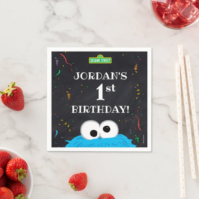 Serviette En Papier Cookie Monster | 1er Anniversaire (En situation)
