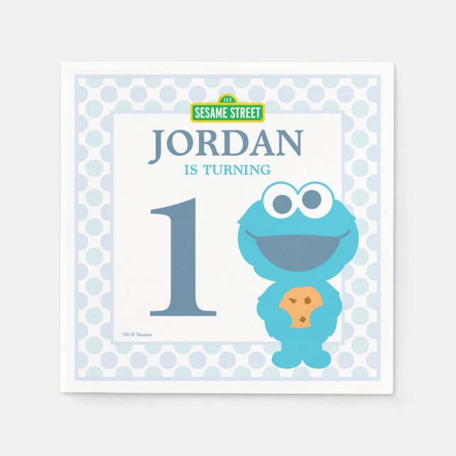 Serviette En Papier Cookie Monster Baby Anniversaire Papier Naples (Devant)