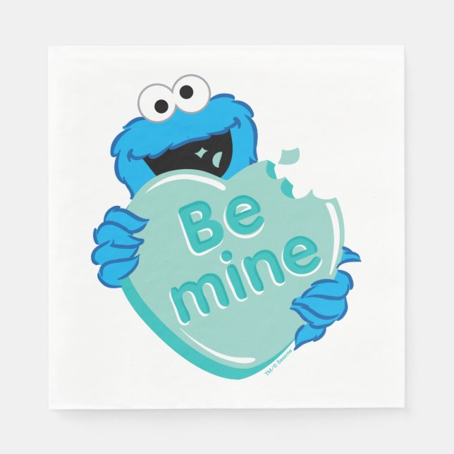 Serviette En Papier Cookie Monster "Be Mine" Candy Saint-Valentin (Devant)
