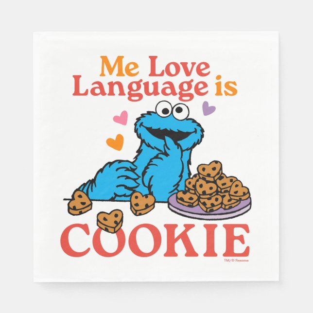 Serviette En Papier Cookie Monster | Citation de la Saint Valentin (Devant)