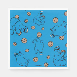 Serviette En Papier Cookie Monster et Cookies Motif bleu