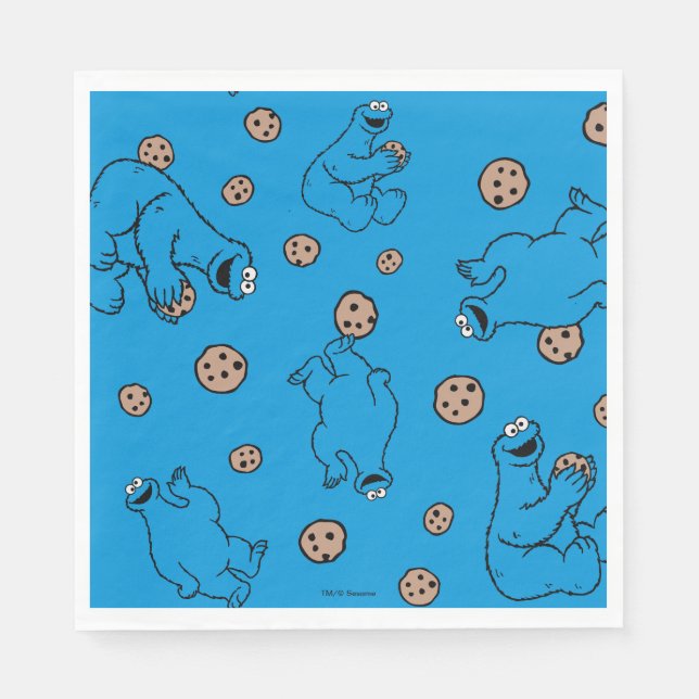 Serviette En Papier Cookie Monster et Cookies Motif bleu (Devant)