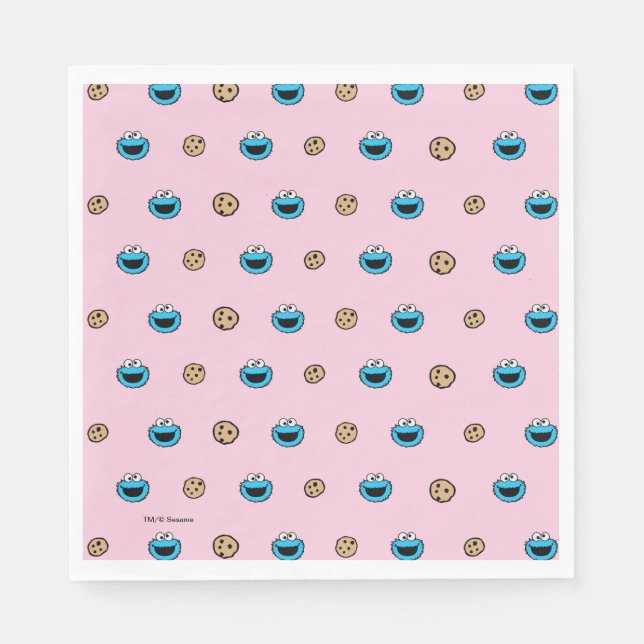 Serviette En Papier Cookie Monster et Cookies Motif rose (Devant)