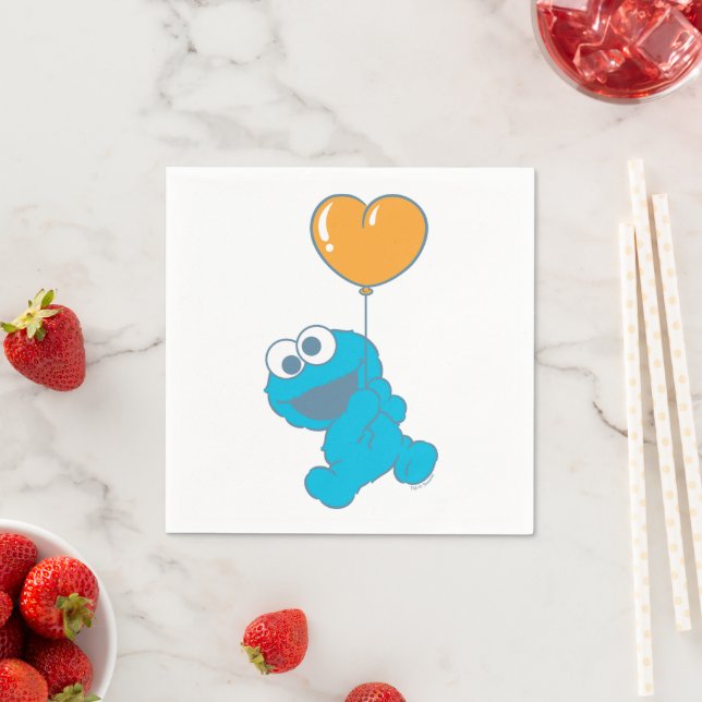 Serviette En Papier Cookie Monster Heart Balloon (En situation)