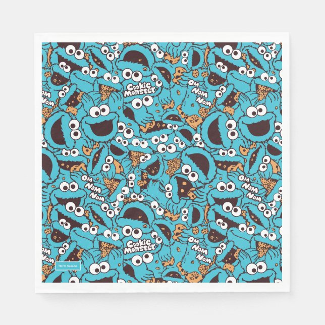 Serviette En Papier Cookie Monster | Nom Nom Nom Nom Motif (Devant)