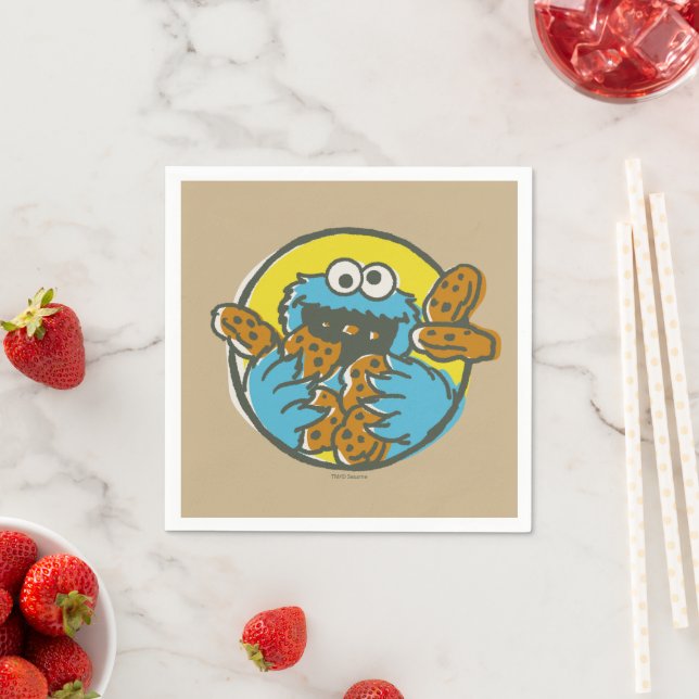 Serviette En Papier Cookie Monster Retro (En situation)
