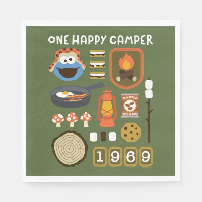 Serviette En Papier Cookie Monster | Un Camper Heureux (Devant)