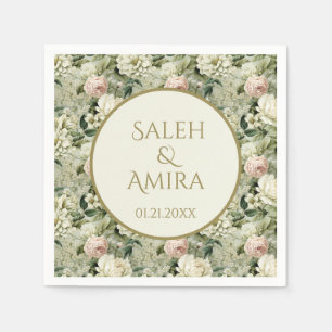 Serviette En Papier Cookies à sucre Mariage blanc et vert