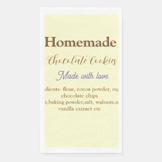 Serviette En Papier Cookies au chocolat faits maison avec amour ajoute