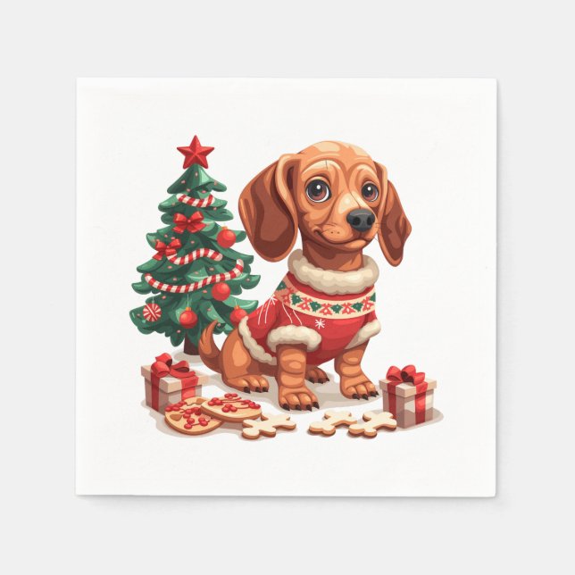Serviette En Papier Cookies de Noël Dachshund Dog Holiday (Devant)