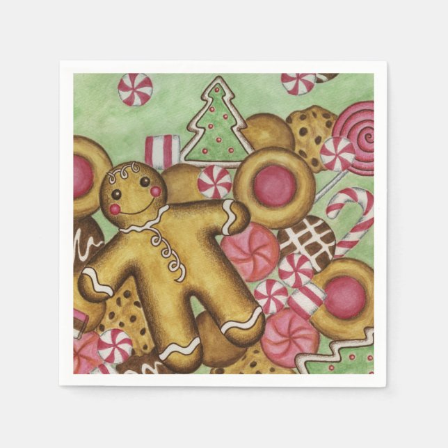 Serviette En Papier Cookies de Noël serviettes (Devant)