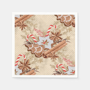 Serviette En Papier Cookies de pain d'épice aquarelle Noël