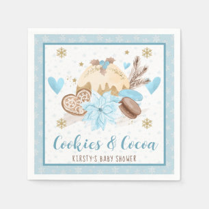 Serviette En Papier Cookies d'hiver bleus et Baby Shower de cacao