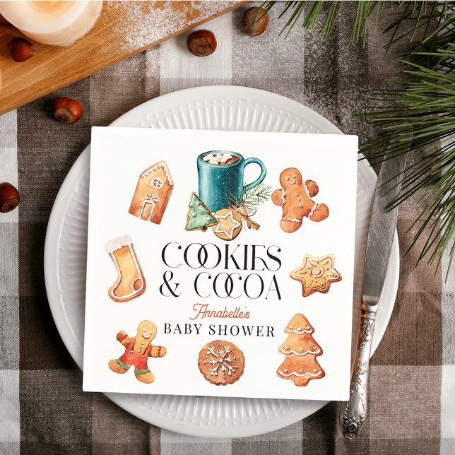 Serviette En Papier Cookies et cacao Baby shower de Noël (Créateur téléchargé)