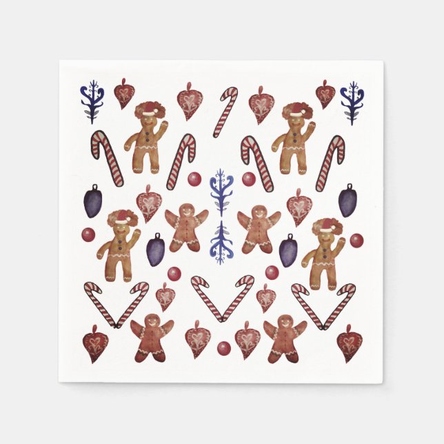 Serviette En Papier Cookies et sucreries de Noël (Devant)