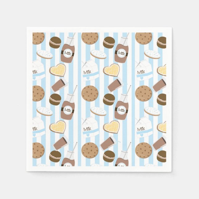 Serviette En Papier Cookies & Lait Boys Blue Anniversaire Serviettes (Devant)