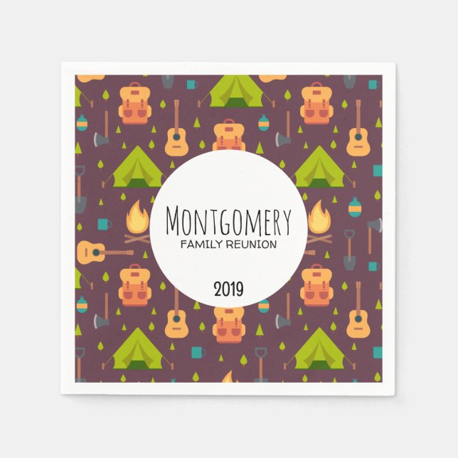 Serviette En Papier Cool Camping Design Famille Réunion (Devant)