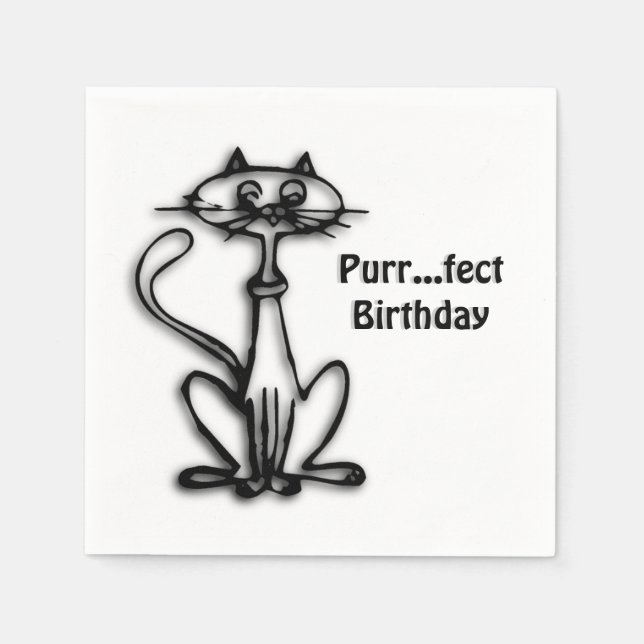 Serviette En Papier Cool Chat Purr Fect Anniversaire (Devant)