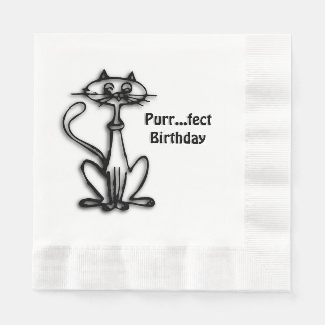 Serviette En Papier Cool Chat Purr Fect Anniversaire (Devant)