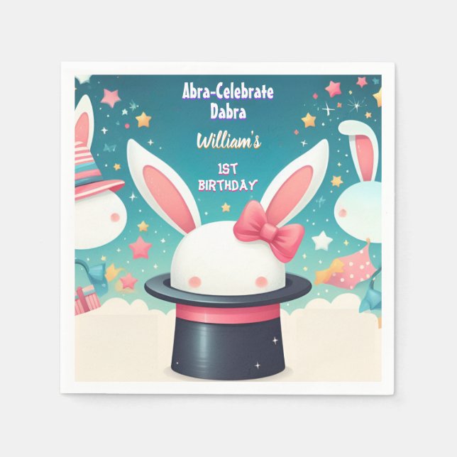Serviette En Papier Cool Cute Bunny Tv Party Magie Show 1er anniversai (Devant)