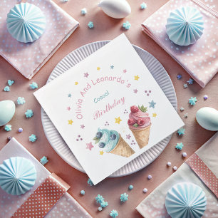Serviette En Papier Cool de crème glacée fête d'anniversaire