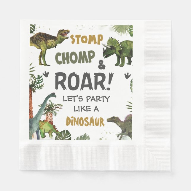 Serviette En Papier Cool Dinosaures Jurassic Boy Anniversaire (Devant)