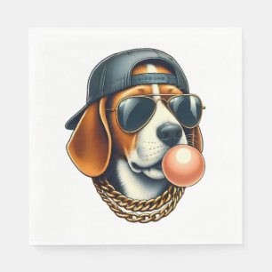 Serviette En Papier Cool Dogzz un beagle cool avec lunettes de soleil