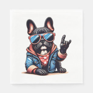 Serviette En Papier Cool Dogzz un bulldog cool avec lunettes de soleil