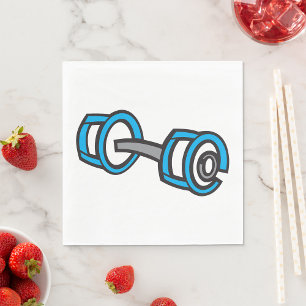 Serviette En Papier Cool Dumbbell Fitness Blue and Grey Graphisme