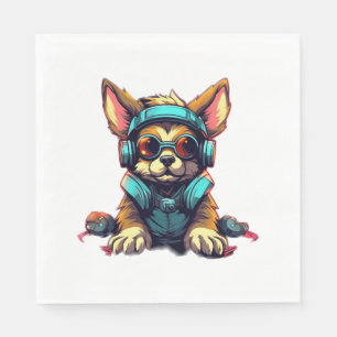 Serviette En Papier Cool espace chien design classique T-shirt