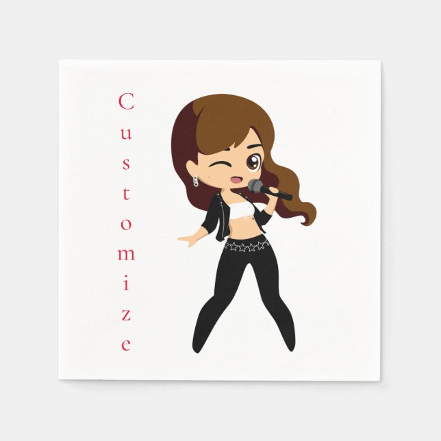 Serviette En Papier Cool fille chante Karaoke Thunder_Cove (Devant)