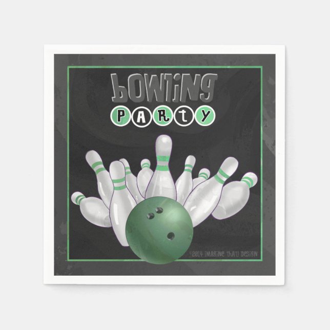 Serviette En Papier Cool Green Bowling Party Papier (Devant)