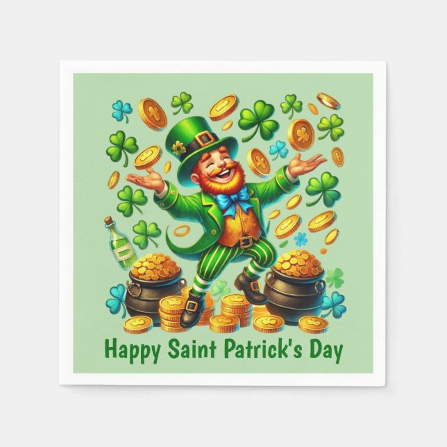 Serviette En Papier Cool Happy Saint Patrick's Day Leprechaun  (Devant)