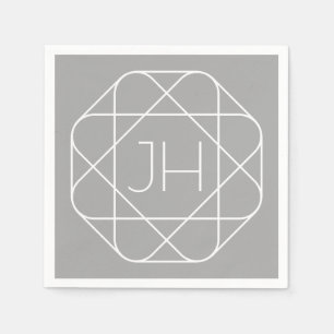 Serviette En Papier Cool monogram, style vibe   Grey & White