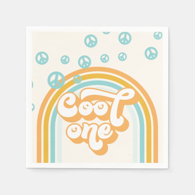 Serviette En Papier Cool One Retro Boy 1er anniversaire (Devant)