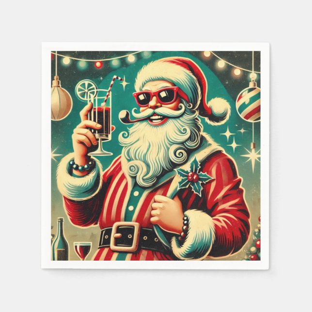 Serviette En Papier Cool Père Noël Funny Christmas (Devant)