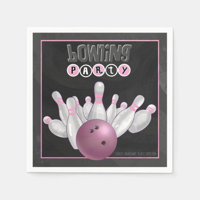 Serviette En Papier Cool Pink Bowling Party Papier serviettes (Devant)