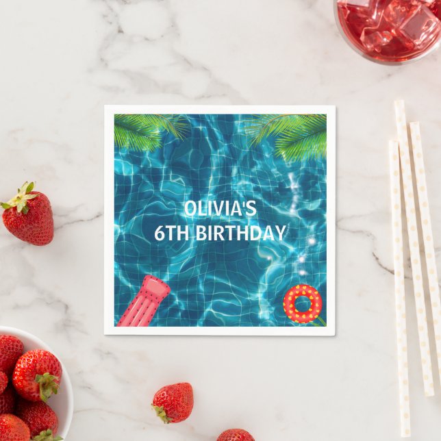 Serviette En Papier Cool Pool Party | Nage Anniversaire (En situation)