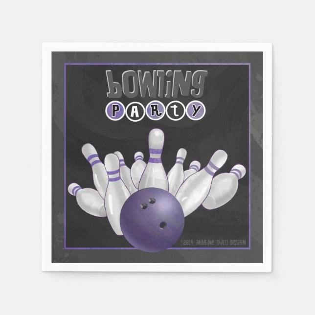 Serviette En Papier Cool Purple Bowling Party Papier serviettes (Devant)