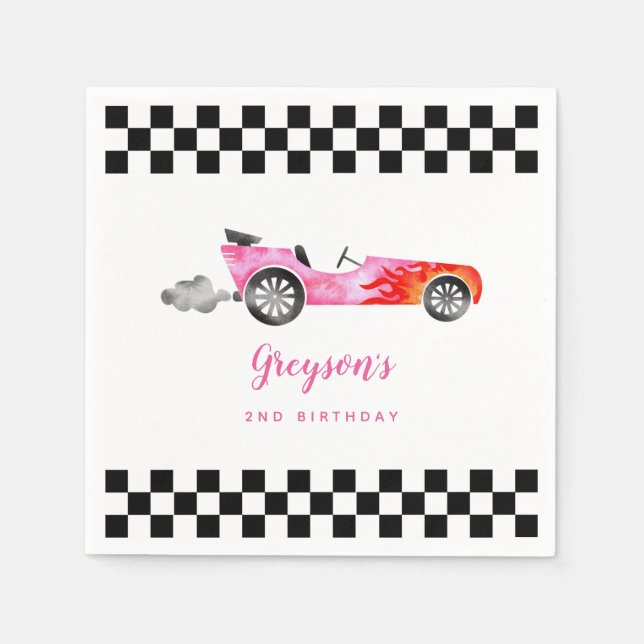 Serviette En Papier Cool Race Car Girl Anniversaire Fête (Devant)