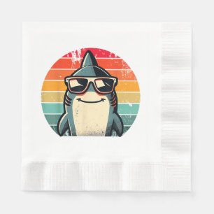 Serviette En Papier Cool Retro Shark dans les lunettes de soleil les a