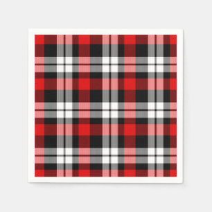 Serviette En Papier Cool Rouge Blanc Noir Lumberjack Tartan Motif
