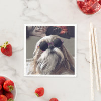 Cool Shih Tzu cheveux longs Lunettes de soleil vin