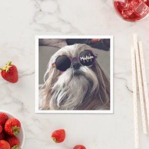 Serviette En Papier Cool Shih Tzu vintage lunettes rétro Monogramme ph