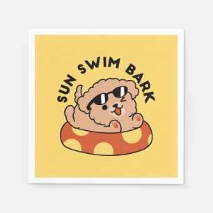 Serviette En Papier Cool Summer Chien Flottant - Jolie Puppy Pool Part