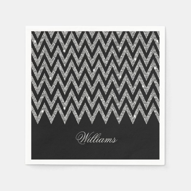 Serviette En Papier Cool tendance chevron zigzag faux parties scintill (Devant)