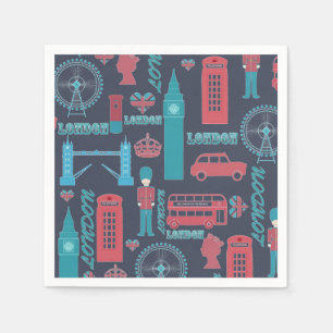 Serviette En Papier Cool tendance vintage Londres illustrations motif